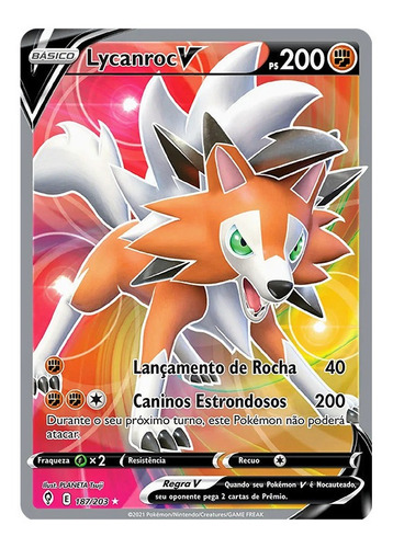 Carta Pokémon Lycanroc V Full Art Céus Em Evolução