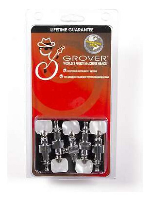 Grover 122c5 Geared Banjo Pegs. Set Of 5, Chrome With Sq Aad
