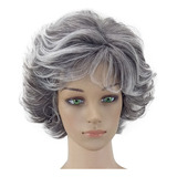 Gray Wig Woman Natural Parted Wig Short Full Ca