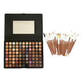 Paleta Sombras 88 Neutros + 20 Brochas Pinceles Maquillaje