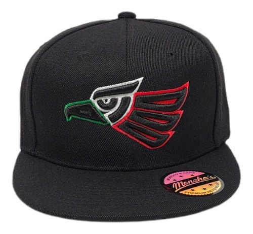 Gorra Plana Bordado 3d Aguila México Negro.