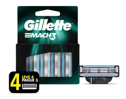 Gillette Mach3 Carga Aparelho Barbear Regular Leve 4 Pague 3