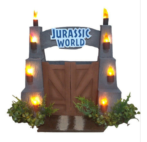 Portão Jurassic World Diorama Jurassic World 37cm Com Led