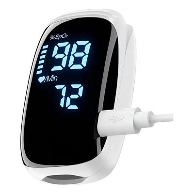 Oxímetro Recargable Cable Usb Para Adulto Pantalla Led Blanco | Meses sin interés