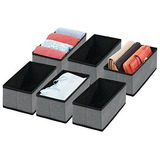 Cajas De Tela Organizadoras Para Closet Negro 6piezas