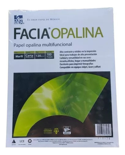 Papel Facia Opalina Tamaño Carta Marfil 120gr 100 Hojas