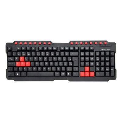 Teclado Gamer C3 Tech Kg-10bk - Abnt2 Teclas Multimídia Cor De Teclado Preto/vermelho Idioma Português Brasil