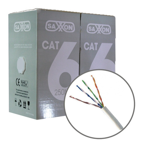 Bobina Cable Saxxon Utp Cca Cat6  Blanco 305m Cctv Redes Int