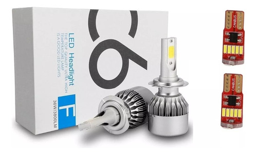 Kit Luces Led Auto C6 H4 Hb2 9003 + Cola De Pescado T10 5w