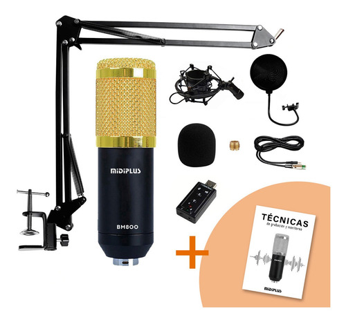 Kit Microfono Condenser Bm800 Brazo Articulado Antipop