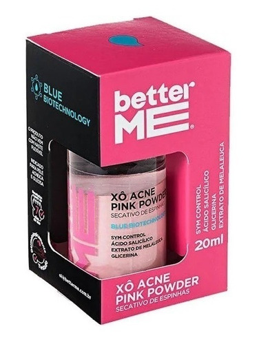 Better Me Xô Acne Seca Espinhas Pink Powder 20ml - Solução Bifásica Para Combate, Tratamento E Cicatrização - Efeito Visível Em 24 Horas, Ácido Salicílico, Glicerina, Calmante E Extrato De Melaleuca