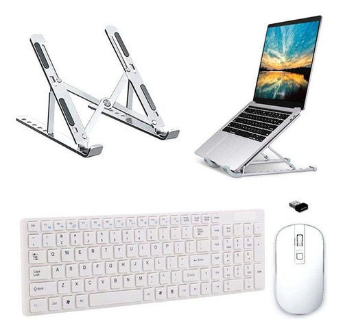 Teclado Mouse E Suporte Branco P Notebook Multilaser Legacy