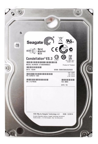 Hd 4tb Sas Seagate Constellation Es.3 - St4000nm0023 (6gb/s, 7.200 Rpm, 128mb Cache)