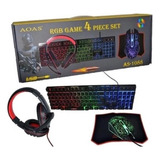 Combo Teclado + Mouse + Audifono + Padmouse Aoas Gamer Led