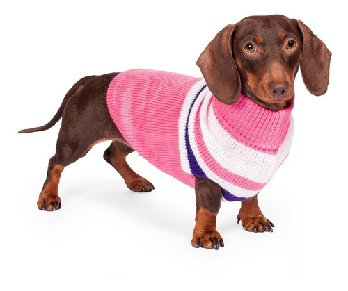 Abrigo Tejido Para Perro. Sweater Rosa Para Mascota. Kaspet