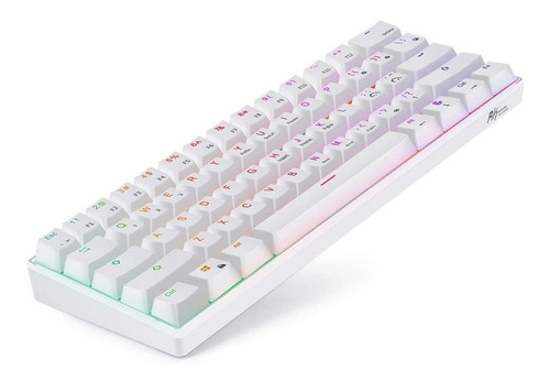 Teclado Gamer Royal Kludge Rk61 Qwerty Inglés Us Color Blanco Con Luz Rgb