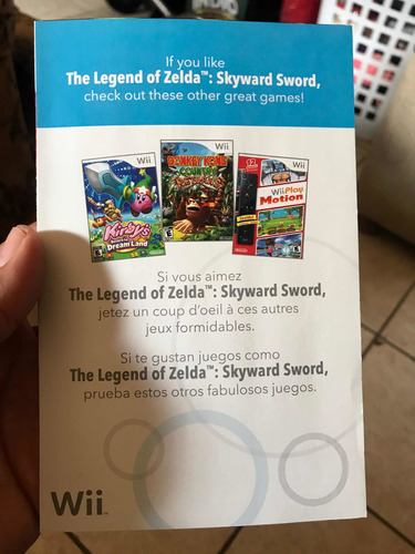 Zelda Skyward Sword Wii Folleto Complementario