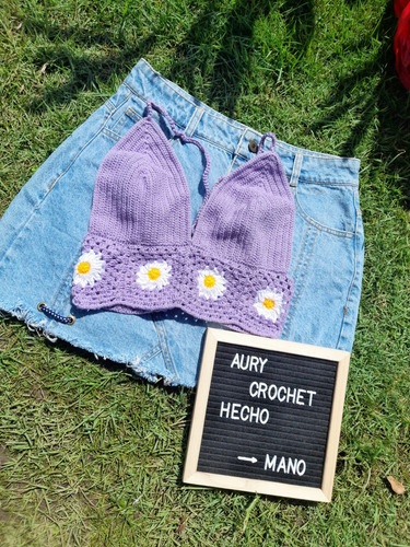 Crop Top Marga A Crochet (top Tejido)