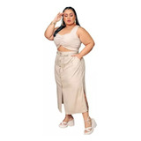 Conjunto Saia Longa E Cropped Plus Size Feminino 48 Ao 54