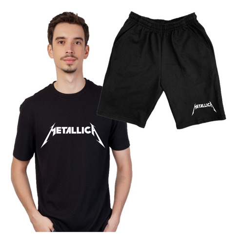 Combo Remera Y Bermuda Rústica - Metallica - Rock Nacional