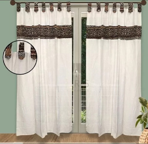 Cortinas Ambiente Rustica Madras + Guarda Presillas Chenille