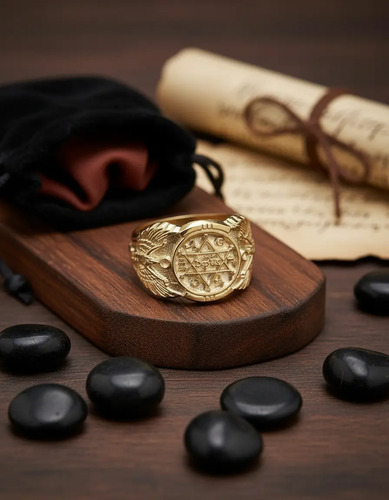 Anillo Místico Del Rey Salomón En Oro Sólido De 14k