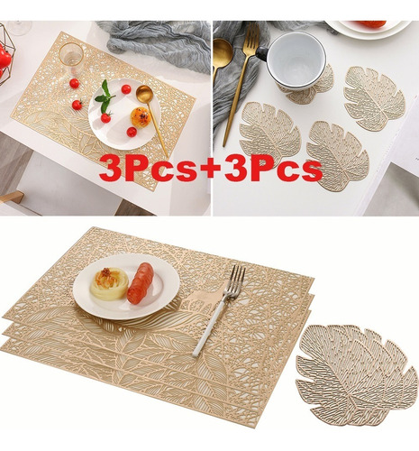 6pcs Mantel Individual Posavasos Patron Tapetes Mesa