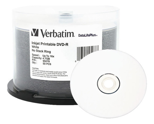 Pack Dvd-r Verbatim Imprimible 16x 4.7gb 50 Unidades