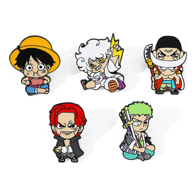 Broche Decorativo Metálico Del Anime De Una Pieza, 5 Unidade Blanco One Piece