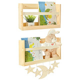 Set Of 2 Wood Floating Bookshelf For Kids Room Decor,wa...