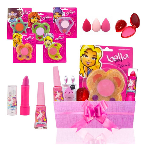 Combo Kit De Maquiagem Infantil C/ Esmalte Criança Presente