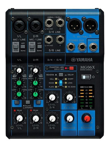 Yamaha Mg06x Consola Mixer 6 Canales 2 Mic Phantom Efectos