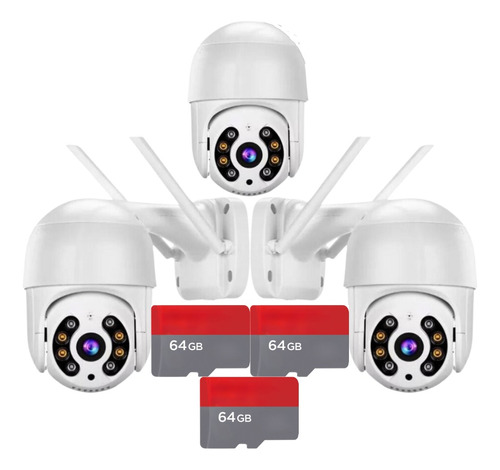 Kit 3 Câmera De Segurança A8 App Icsee Visão Noturna C/ 64gb