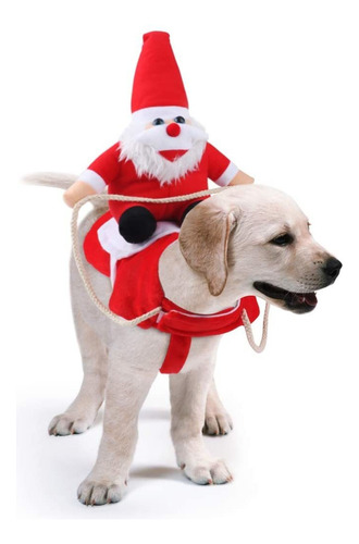 Disfraz De Navidad Para Perro Papá Noel Montando Perros Ropa