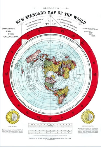 Mapamundi 90 X 62 Cm Tierra Plana Proyección Polar