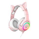 Onikuma K9 - Auriculares Con Orejas De Gato, Color Rosa