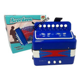 Sanfona Gaita Mini Acordeon 03 Baixos 07 Botões Cor Azul