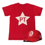 Kit Camiseta Pt + Boné Lula Vermelhos Partido Dos Trabalhado