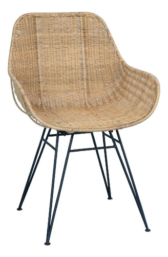 Sillon Estilo Eames De Rattan Natural & Hierro Exclusivo