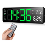 Reloj Digital De Pared Led Tiempo Real Con Alarma 16pulgadas