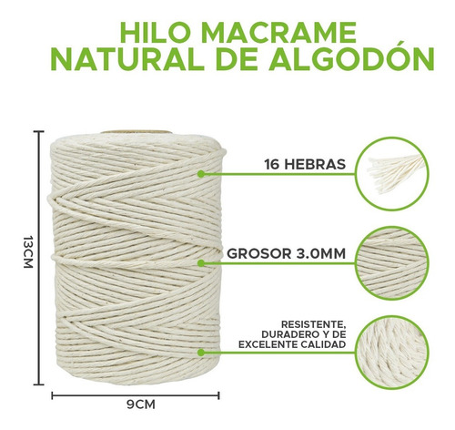 Hilo De Algodon Macrame Crudo Mejor Calidad Varios Grosores