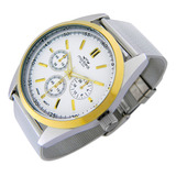 Reloj Montreal Hombre Ml901 Malla De Acero Inoxidable Tejido