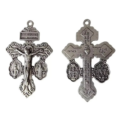 5 Dije Crucifijo Católico Cruz Del Perdón 5cm Plateado | MercadoLibre