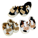 Pantuflas De Vaca Dama Peluche Invierno Suaves Moda Color