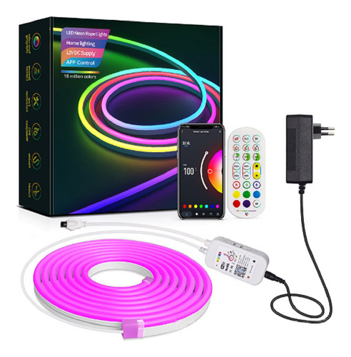 Tira De Luz Neón Rgb De 5 Metros Con Wifi  Inteligente Color