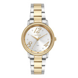 Relogio Technos Feminino Bicolor Dourado Prata Misto Strass