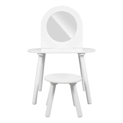 Tocador Infantil Para Niñas Y Niños Madera Espejo Con Banco Color Blanco Y Rosa | Envío gratis
