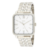 Fossil Es4268 Reloj Cuadrado Con Cristal Numerales Romanos