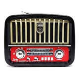 Radio Multibandas Estilo Retro Recargable Baterías, Linterna Color Negro 110v