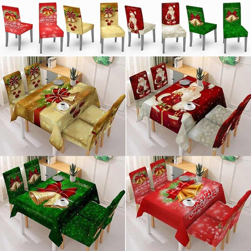 Mantel Navideño Rectangular 150x220cm Más 6 Fundas De Silla